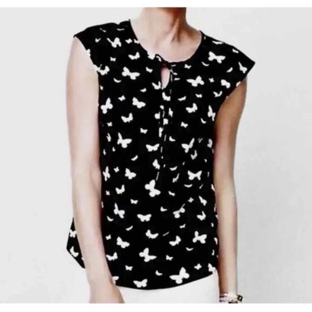 Talbots Size 16W Butterfly Print Sleeveless Top